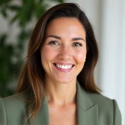 Retrato profesional y amable de Sofía García, nutricionista colegiada.