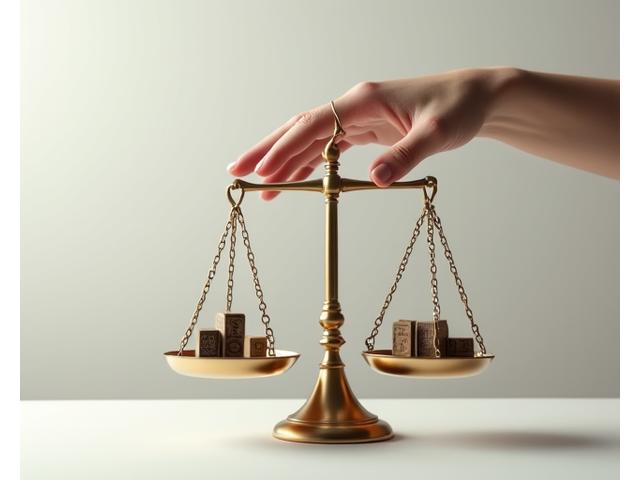 Puño cerrado sobre una balanza simbolizando derechos y justicia en protección de datos