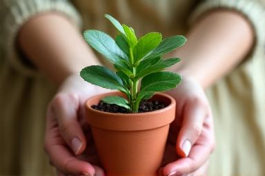 Personas cuidando plantas en un entorno sereno, simbolizando sostenibilidad en Rincón Zen Bienestar.